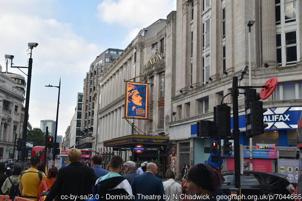 The Dominion Theatre showing The Prince of Egypt